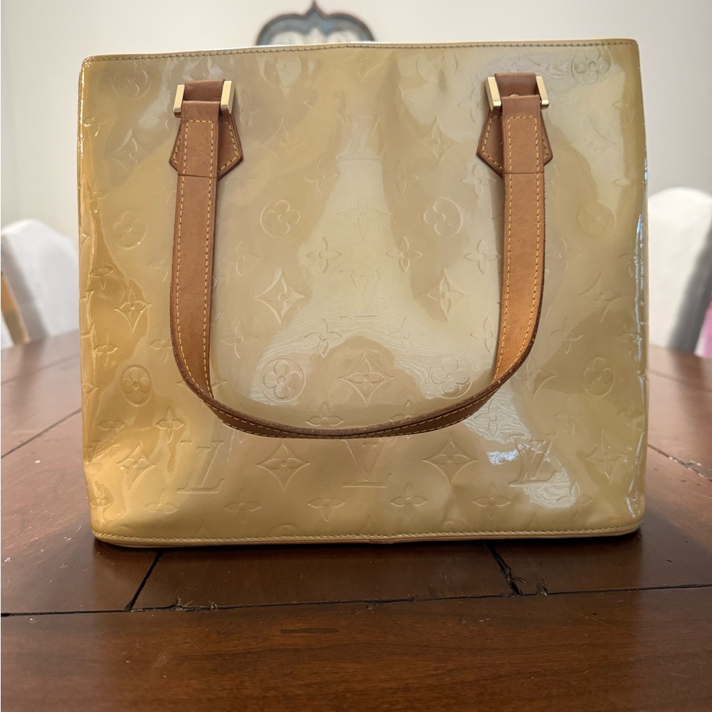 Louis Vuitton Cream and Brown Vernis Classic Tote